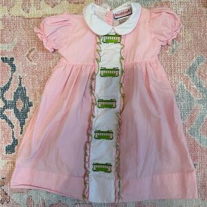 Smocktions New Orleans/NOLA Streetcar smocked dress, size 4